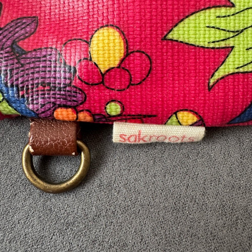 Sakroots Pink Floral and Butterfly Coated Canvas Makeup Bag - Picture 3 of 7
